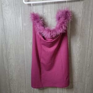 Better Be Vibrant Pink Feather Dress